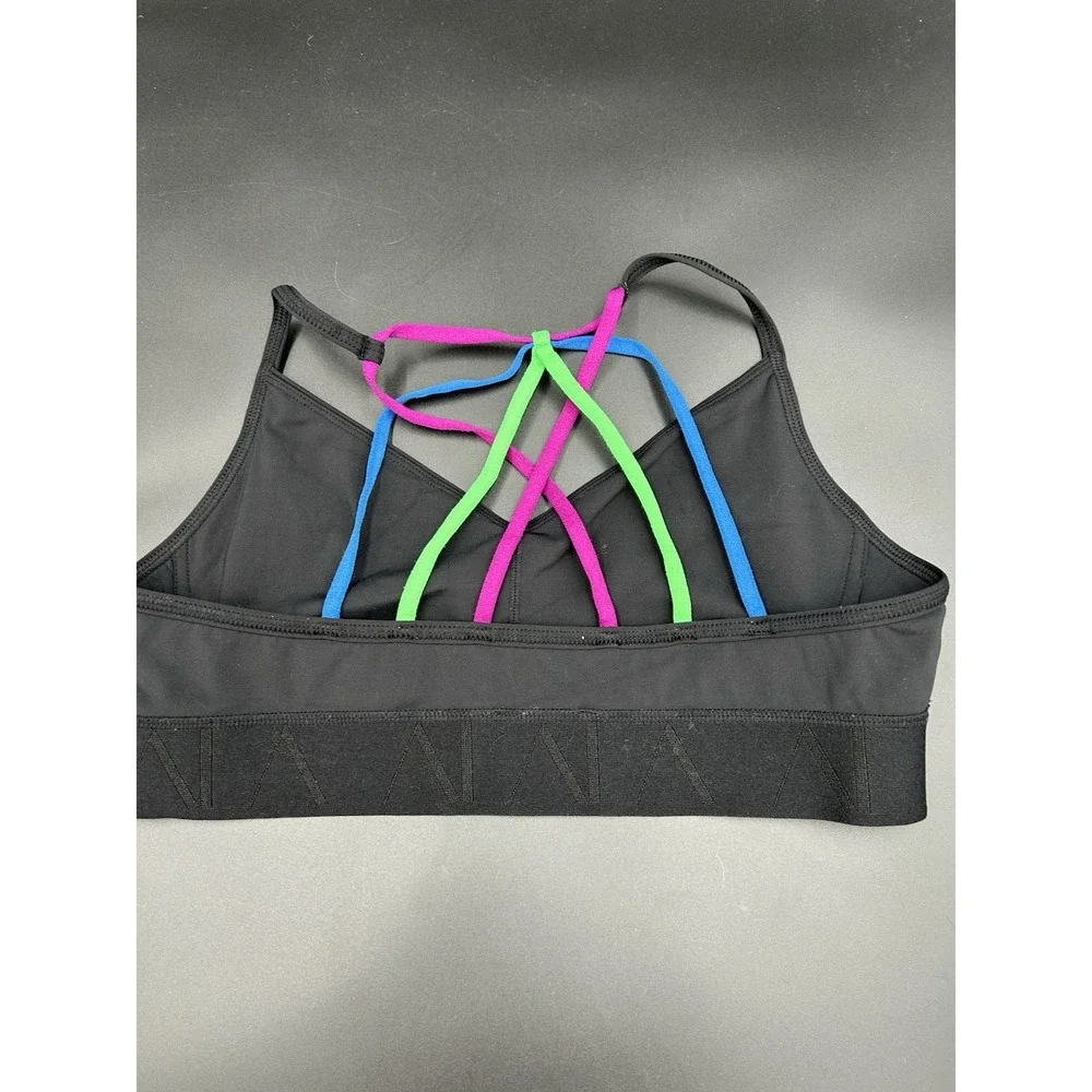 Alala Reef Strappy Triangle Athletic Work Out Sports Bra Black Multicolor Reef M